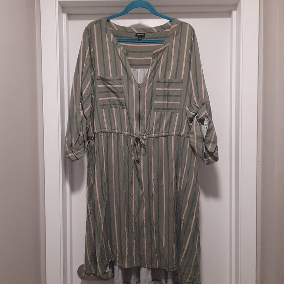 *BOGO FREE* Torrid Women's Size 4 | Green Mini Challis High-Low Shirt Dress - Picture 6 of 14